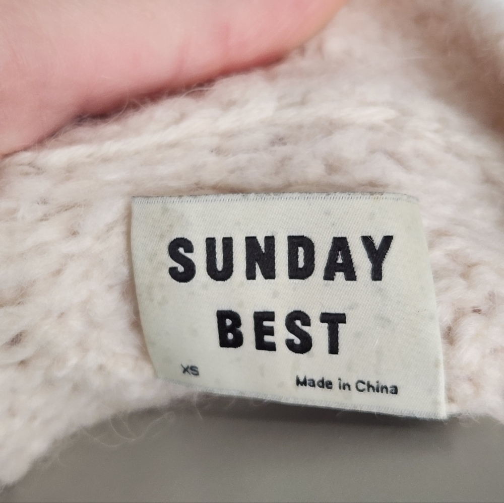 Aritzia Sunday Best Cream Alpaca Blend Cable Knit Cropped Cardigan Size XS - Picture 9 of 11